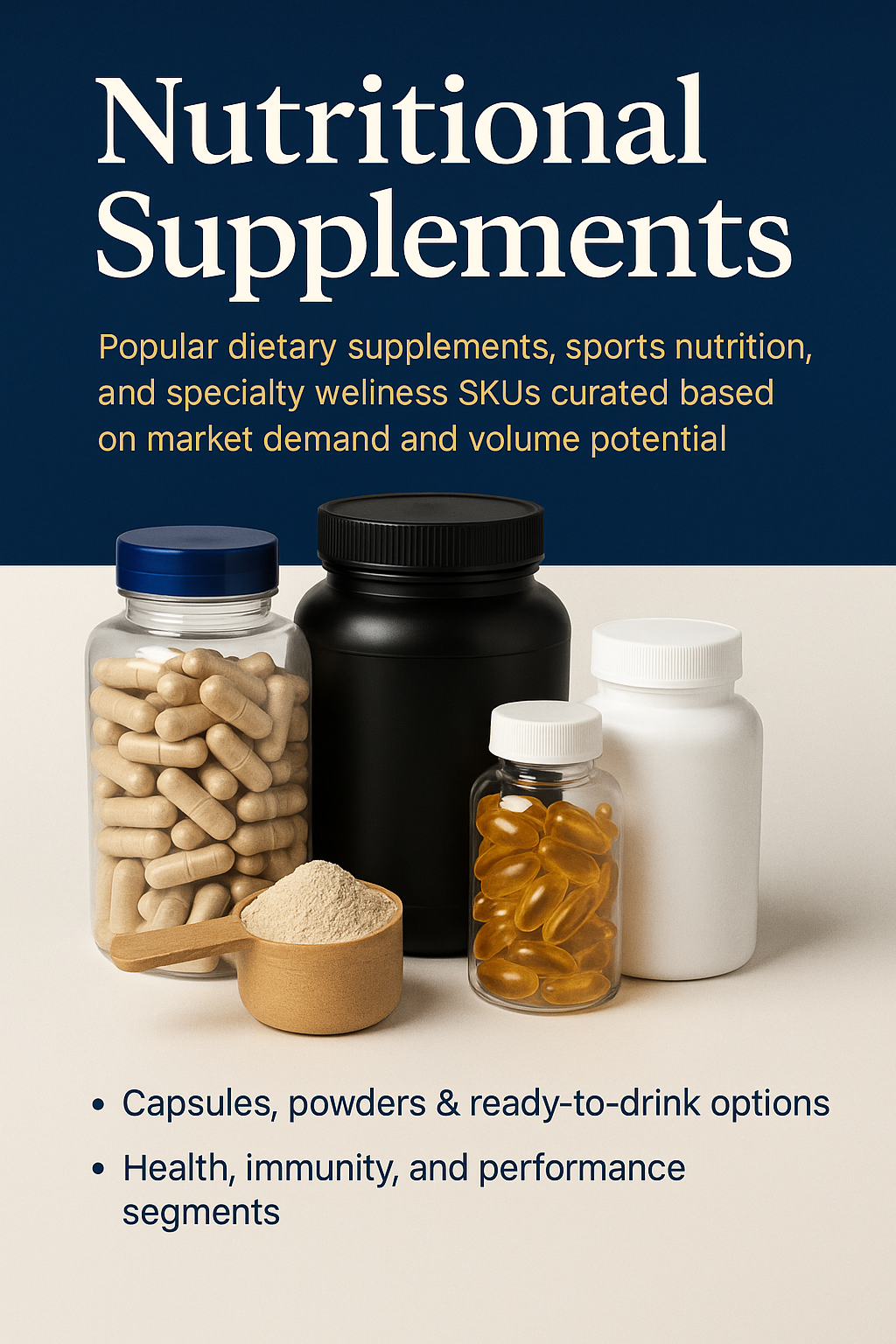 Protein powders and nutritional supplement jars